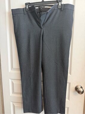 Ann Taylor Dark Blue & White Microdot Dress Trousers